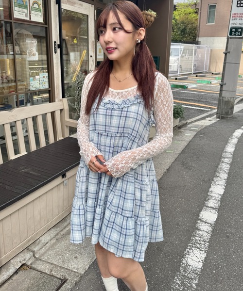 星 スウェット チェック キャミチュニック フリルデニム コーデ売り 2WAYデニムキャミビスチェ/CRAFT STANDARD BOUTIQUE（クラフト