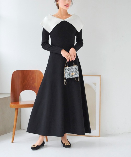 長袖 リュクス  ロング ワンピース フレア オフショル 楽天市場】上品シルエット程よくボディラインに沿うオフショル