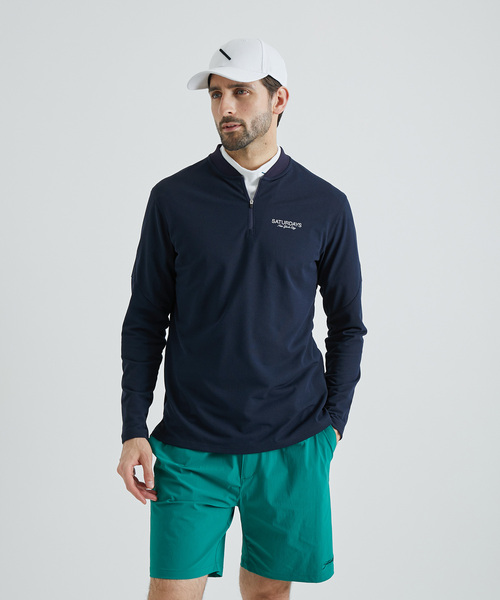 Saturdays Golf(サタデーズゴルフ)の「Deformation Mock Shirt L/S(ポロシャツ・メンズ・ネイビー/ホワイト・M/L/S/XL)」の2枚目の写真