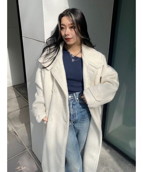 EVRIS（エヴリス）の「ワンポイントワンショルダーニットトップス（ニット/セーター・レディース・ホワイト/ネイビー/ブラック/グレー・FREE）」の22枚目の写真