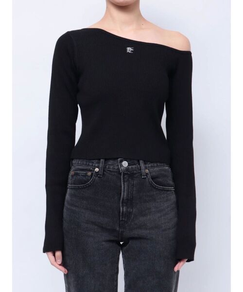 EVRIS（エヴリス）の「ワンポイントワンショルダーニットトップス（ニット/セーター・レディース・ホワイト/ネイビー/ブラック/グレー・FREE）」の16枚目の写真