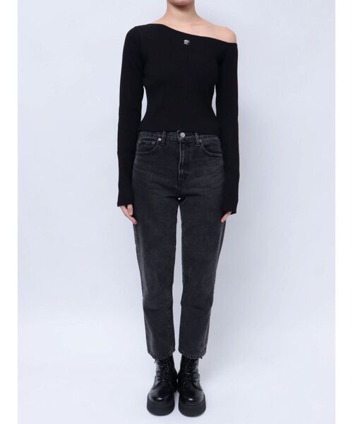 EVRIS（エヴリス）の「ワンポイントワンショルダーニットトップス（ニット/セーター・レディース・ホワイト/ネイビー/ブラック/グレー・FREE）」の11枚目の写真