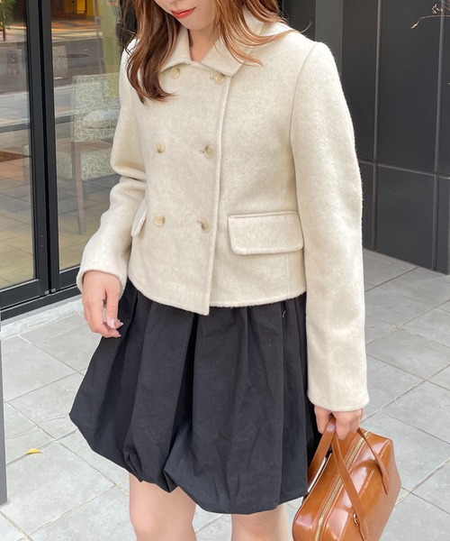 【nomnom】襟付きウールショートコート（ステンカラーコート）｜nomnom（ノムノム）