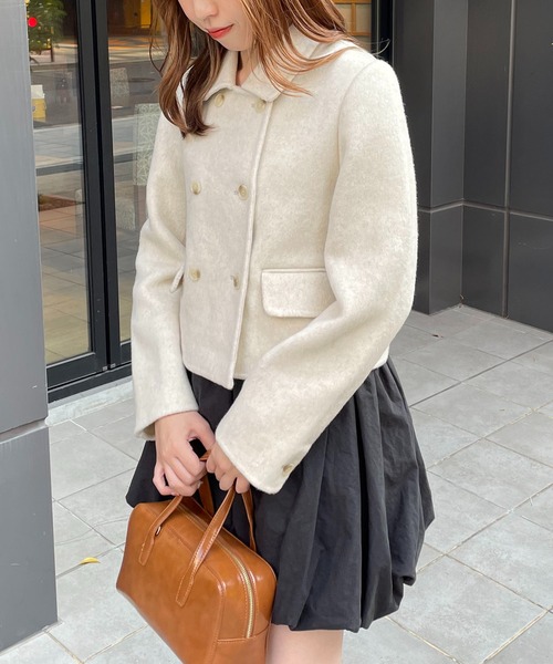 【nomnom】襟付きウールショートコート（ステンカラーコート）｜nomnom（ノムノム）