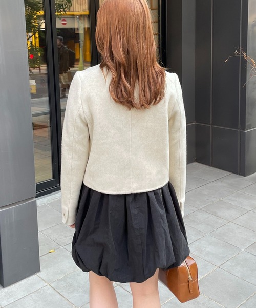 【nomnom】襟付きウールショートコート（ステンカラーコート）｜nomnom（ノムノム）