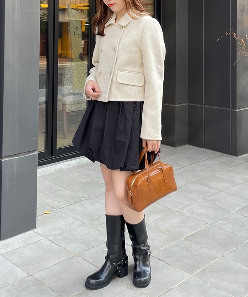 【nomnom】襟付きウールショートコート（ステンカラーコート）｜nomnom（ノムノム）