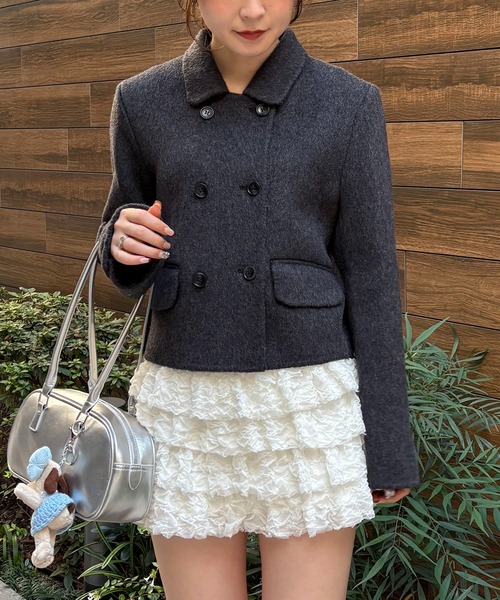 【nomnom】襟付きウールショートコート（ステンカラーコート）｜nomnom（ノムノム）