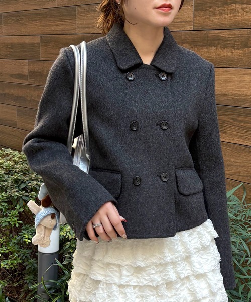 【nomnom】襟付きウールショートコート（ステンカラーコート）｜nomnom（ノムノム）