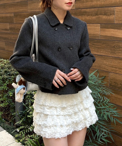 【nomnom】襟付きウールショートコート（ステンカラーコート）｜nomnom（ノムノム）