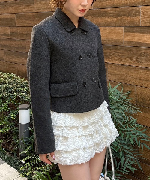 【nomnom】襟付きウールショートコート（ステンカラーコート）｜nomnom（ノムノム）