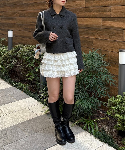 【nomnom】襟付きウールショートコート（ステンカラーコート）｜nomnom（ノムノム）