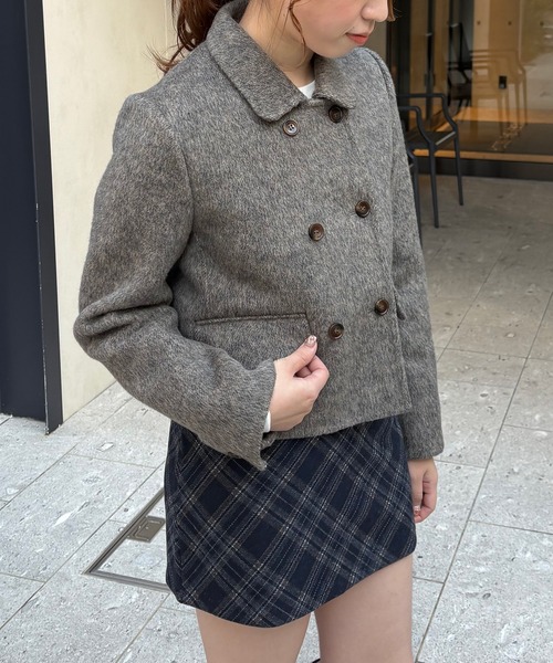 【nomnom】襟付きウールショートコート（ステンカラーコート）｜nomnom（ノムノム）