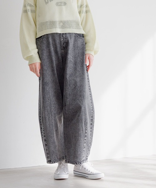 GLOBAL WORK(グローバルワーク)の「GOODデニムバレルパンツ/147411(デニムパンツ・キッズ・グレー系その他/ブラック・130cm/140cm/150cm/160cm)」の1枚目の写真