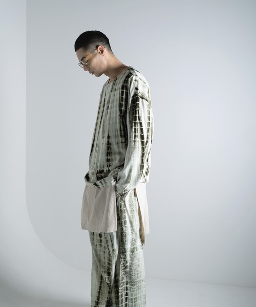 Aphlotus（アプロタス）の「シルケット加工 絞り染め クルーネック LS ビッグ プルオーバー（Tシャツ/カットソー・メンズ・モスグリーン/コバルトブルー・SMALL/MEDIUM/LARGE）」の12枚目の写真