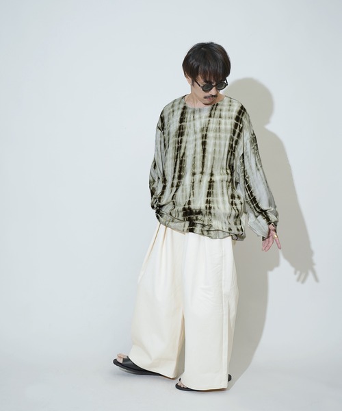 Aphlotus（アプロタス）の「シルケット加工 絞り染め クルーネック LS ビッグ プルオーバー（Tシャツ/カットソー・メンズ・モスグリーン/コバルトブルー・SMALL/MEDIUM/LARGE）」の19枚目の写真