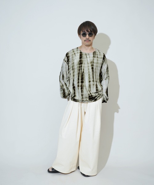 Aphlotus（アプロタス）の「シルケット加工 絞り染め クルーネック LS ビッグ プルオーバー（Tシャツ/カットソー・メンズ・モスグリーン/コバルトブルー・SMALL/MEDIUM/LARGE）」の20枚目の写真