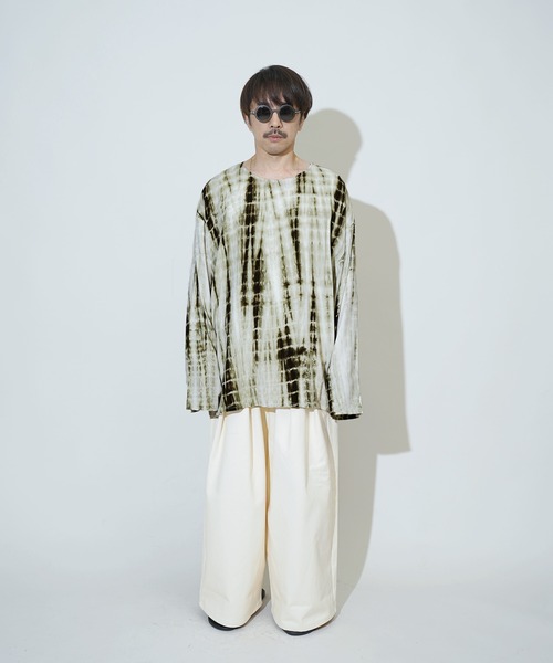 Aphlotus（アプロタス）の「シルケット加工 絞り染め クルーネック LS ビッグ プルオーバー（Tシャツ/カットソー・メンズ・モスグリーン/コバルトブルー・SMALL/MEDIUM/LARGE）」の22枚目の写真
