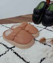 2-11E91 ダウン調 もこもこ あったか スリッパ ルームシューズ 防寒