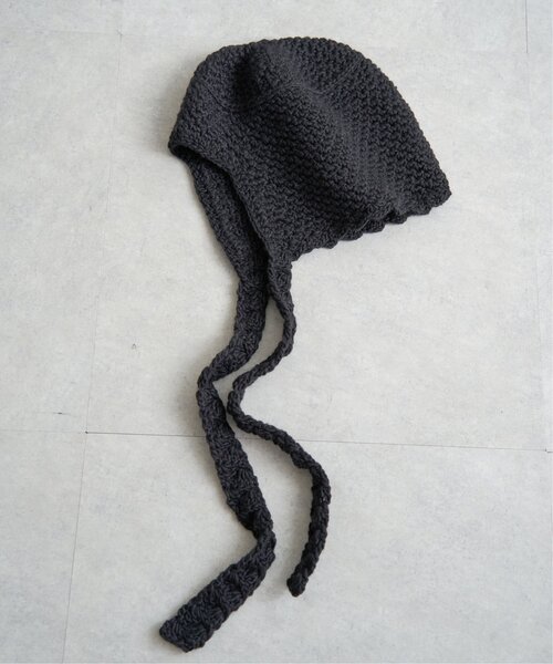 VENCEEXCHANGE（ヴァンスエクスチェンジ）の「ワイドリボンクロシェバブーシュカ（ニットキャップ/ビーニー・レディース・ブラック/アイボリー/グレー・FREE）」の3枚目の写真