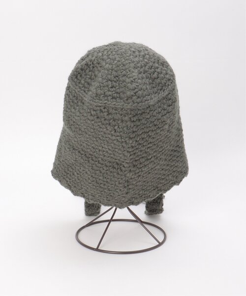 VENCEEXCHANGE（ヴァンスエクスチェンジ）の「ワイドリボンクロシェバブーシュカ（ニットキャップ/ビーニー・レディース・ブラック/アイボリー/グレー・FREE）」の7枚目の写真