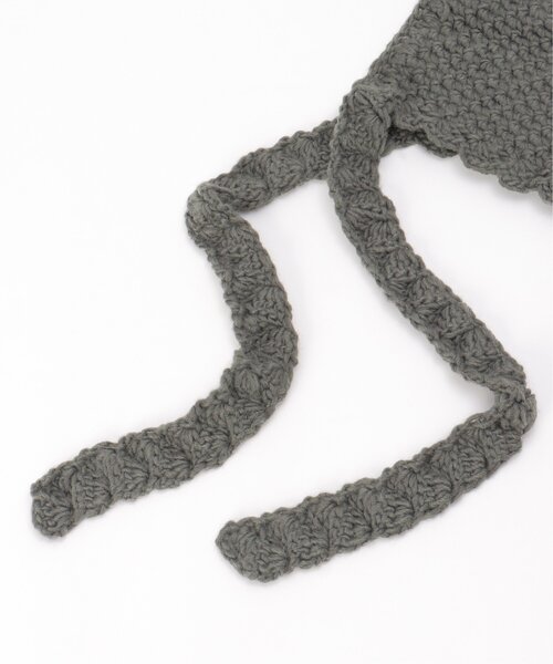 VENCEEXCHANGE（ヴァンスエクスチェンジ）の「ワイドリボンクロシェバブーシュカ（ニットキャップ/ビーニー・レディース・ブラック/アイボリー/グレー・FREE）」の8枚目の写真