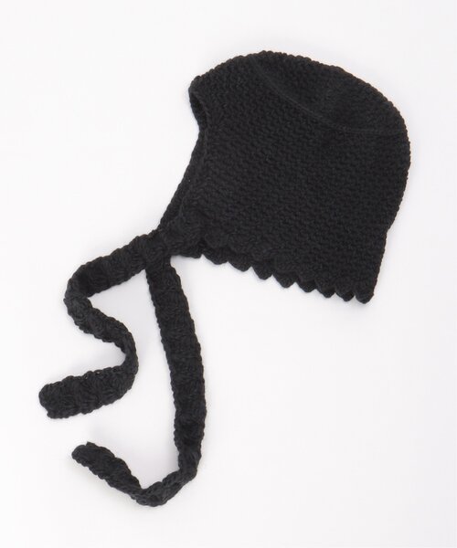 VENCEEXCHANGE（ヴァンスエクスチェンジ）の「ワイドリボンクロシェバブーシュカ（ニットキャップ/ビーニー・レディース・ブラック/アイボリー/グレー・FREE）」の14枚目の写真