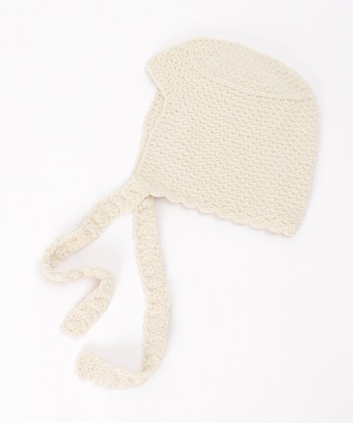 VENCEEXCHANGE（ヴァンスエクスチェンジ）の「ワイドリボンクロシェバブーシュカ（ニットキャップ/ビーニー・レディース・ブラック/アイボリー/グレー・FREE）」の15枚目の写真