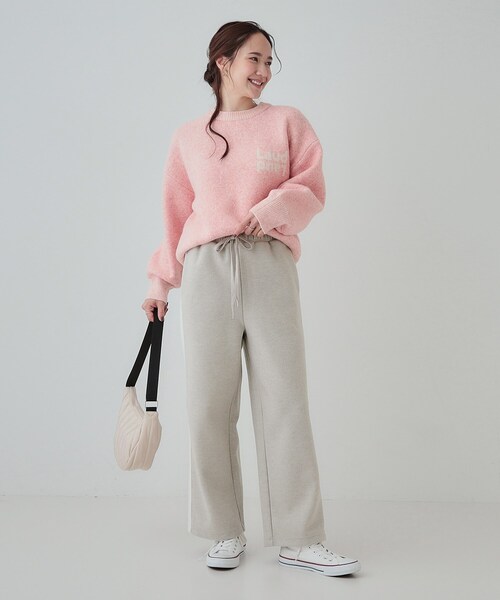 SHOO・LA・RUE（シューラルー）の「【S-LL】脚のラインをきれいに見せる サイドライン起毛イージーパンツ（その他パンツ・レディース・ブラック/ライトグレー・02/01/04/03）」の9枚目の写真