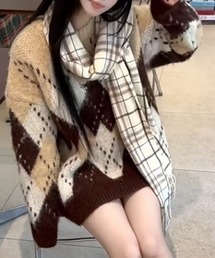 マルチカラーアーガイルニット