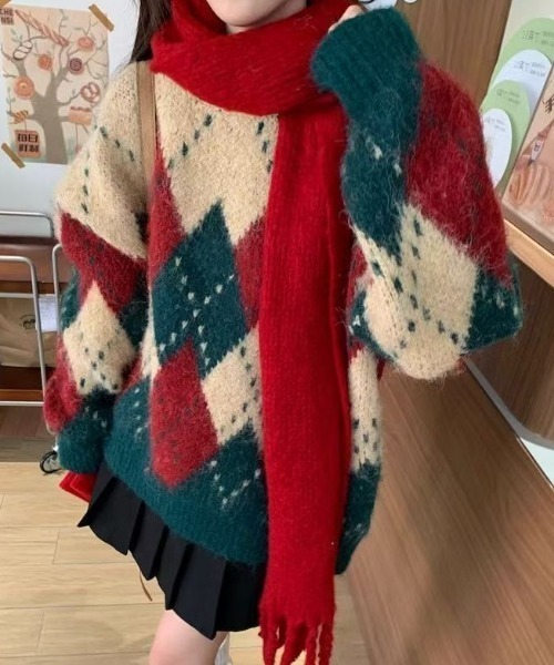 美品 アダバットadabat GOLF 複合マルチ編みマルチカラーニット 公式