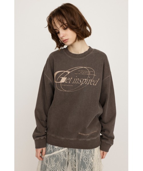 SLY(スライ)の「FRONT PRINT SW TOPS フロント プリント スウェット トップス 秋服 冬服 トレーナー(スウェット・レディース・ライム/杢グレー/ブラウン・FREE)」の12枚目の写真