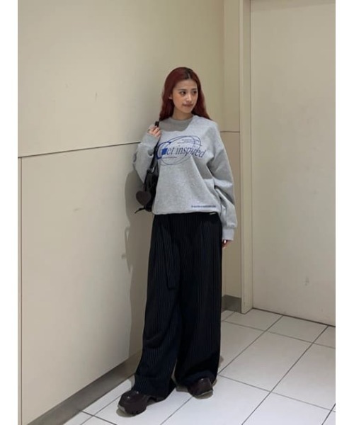 SLY(スライ)の「FRONT PRINT SW TOPS フロント プリント スウェット トップス 秋服 冬服 トレーナー(スウェット・レディース・ライム/杢グレー/ブラウン・FREE)」の4枚目の写真