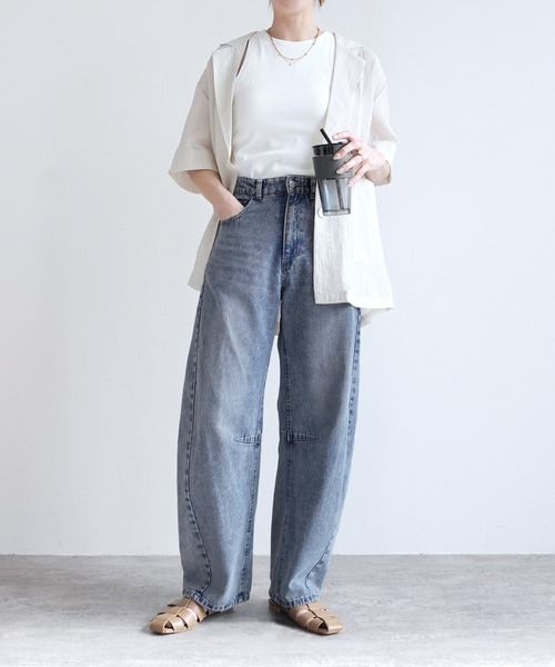 デニムバレルレッグパンツ（デニムパンツ）｜reca（レカ）の