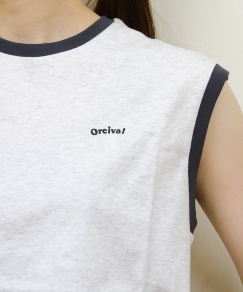 セール】ORCIVAL/オーシバル エンブロイダリースリーブレスTEE
