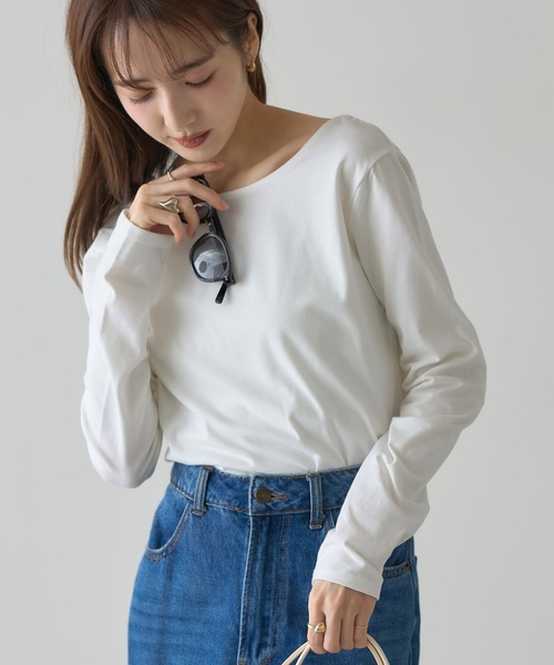 &. NOSTALGIA(アンドドットノスタルジア)の「【ZOZO限定】ラウンドネックTシャツ(Tシャツ/カットソー・レディース・グレー/ホワイト/ベージュ・M)」の6枚目の写真
