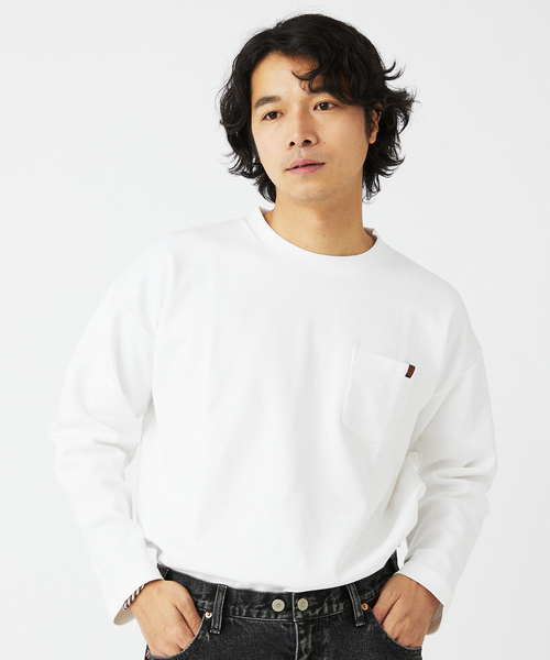 UNIVERSAL OVERALL(ユニバーサルオーバーオール)の「UNIVERSAL OVERALL/ユニバーサルオーバーオール 別注コンフォートスムースT(Tシャツ/カットソー・メンズ・チャコールグレー/ホワイト/ブルー系その他・SMALL/MEDIUM/LARGE)」の4枚目の写真
