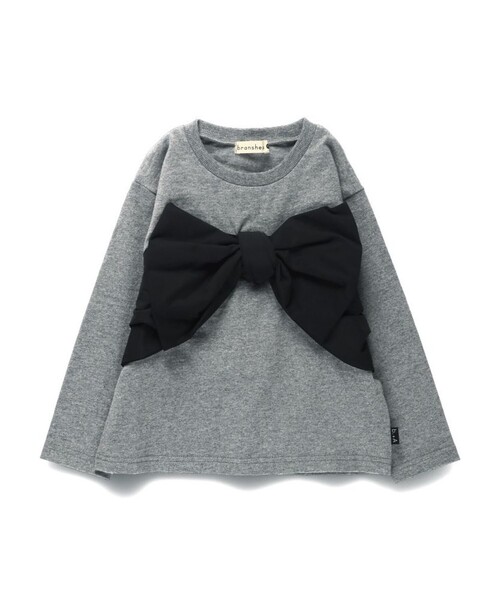 BRANSHES(ブランシェス)の「【b.+A】金子綾/リボンドッキング長袖Tシャツ(Tシャツ/カットソー・キッズ・杢グレー/ブラック/オフホワイト・90/100/110/120/130/140/150)」の14枚目の写真