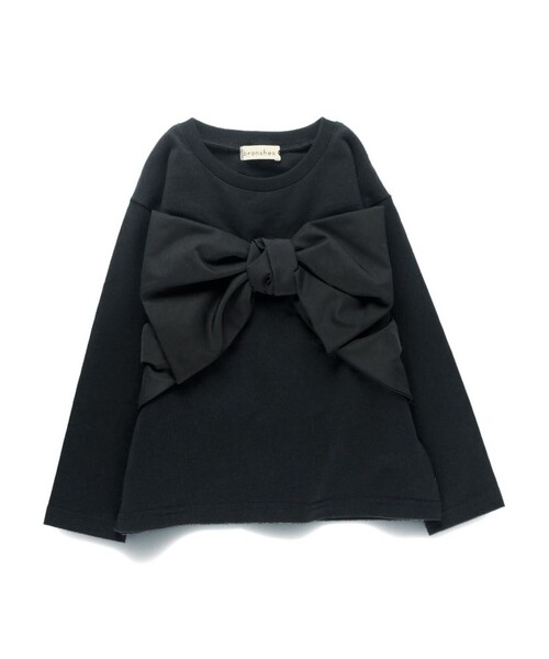 BRANSHES(ブランシェス)の「【b.+A】金子綾/リボンドッキング長袖Tシャツ(Tシャツ/カットソー・キッズ・杢グレー/ブラック/オフホワイト・90/100/110/120/130/140/150)」の16枚目の写真