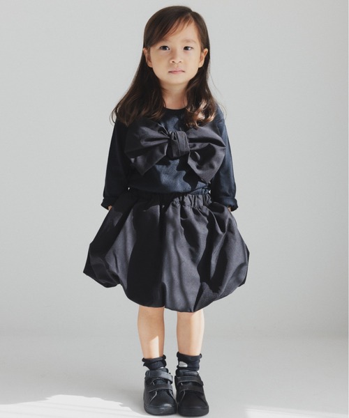 BRANSHES(ブランシェス)の「【b.+A】金子綾/リボンドッキング長袖Tシャツ(Tシャツ/カットソー・キッズ・杢グレー/ブラック/オフホワイト・90/100/110/120/130/140/150)」の17枚目の写真