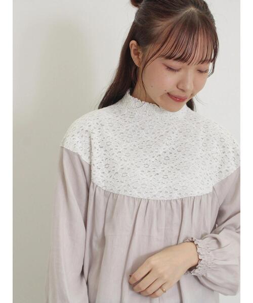 Samansa Mos2（サマンサ モスモス）の「レースラウンド切替ブラウス（シャツ/ブラウス・レディース・ブラック/オフホワイト/グレー・F）」の5枚目の写真