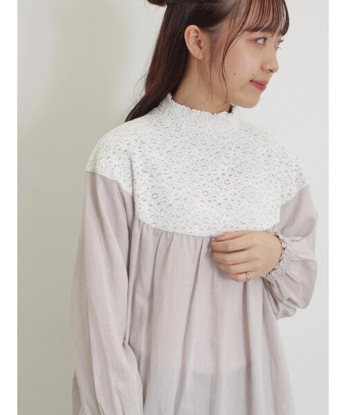 Samansa Mos2（サマンサ モスモス）の「レースラウンド切替ブラウス（シャツ/ブラウス・レディース・ブラック/オフホワイト/グレー・F）」の6枚目の写真