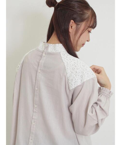 Samansa Mos2（サマンサ モスモス）の「レースラウンド切替ブラウス（シャツ/ブラウス・レディース・ブラック/オフホワイト/グレー・F）」の7枚目の写真