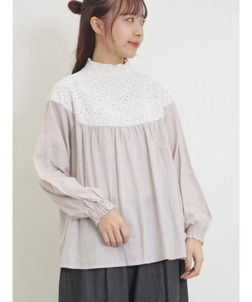 Samansa Mos2（サマンサ モスモス）の「レースラウンド切替ブラウス（シャツ/ブラウス・レディース・ブラック/オフホワイト/グレー・F）」の8枚目の写真
