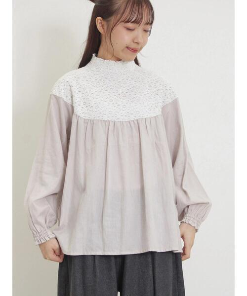 Samansa Mos2（サマンサ モスモス）の「レースラウンド切替ブラウス（シャツ/ブラウス・レディース・ブラック/オフホワイト/グレー・F）」の9枚目の写真
