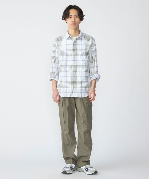 SHIPS（シップス）の「SHIPS: BEZ ウォッシュド チェック ロングスリーブ シャツ（シャツ/ブラウス・メンズ・ライトグリーン/ライトブルー/ベージュ・LARGE/MEDIUM/SMALL/X-LARGE）」の4枚目の写真