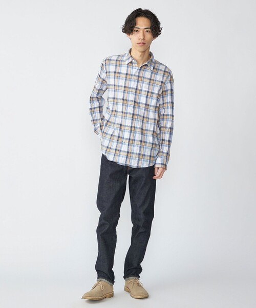 SHIPS（シップス）の「SHIPS: BEZ ウォッシュド チェック ロングスリーブ シャツ（シャツ/ブラウス・メンズ・ライトグリーン/ライトブルー/ベージュ・LARGE/MEDIUM/SMALL/X-LARGE）」の6枚目の写真