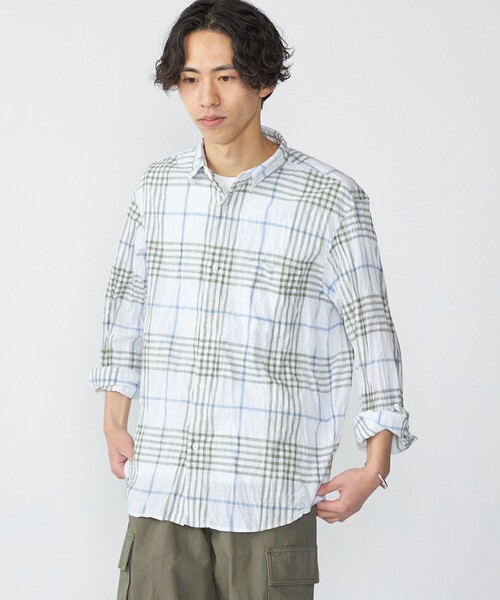 SHIPS（シップス）の「SHIPS: BEZ ウォッシュド チェック ロングスリーブ シャツ（シャツ/ブラウス・メンズ・ライトグリーン/ライトブルー/ベージュ・LARGE/MEDIUM/SMALL/X-LARGE）」の16枚目の写真