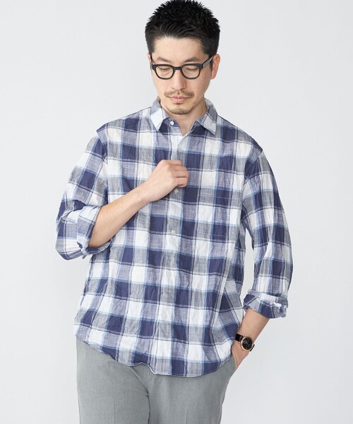 SHIPS（シップス）の「SHIPS: BEZ ウォッシュド チェック ロングスリーブ シャツ（シャツ/ブラウス・メンズ・ライトグリーン/ライトブルー/ベージュ・LARGE/MEDIUM/SMALL/X-LARGE）」の17枚目の写真