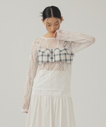 Ray BEAMS | レース キリカエ ロングスリーブ Tシャツ(Tシャツ/カットソー)