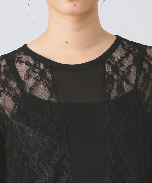 Ray BEAMS（レイビームス）の「レース キリカエ ロングスリーブ Tシャツ（Tシャツ/カットソー・レディース・オフホワイト/ブラック・ONE SIZE）」の17枚目の写真